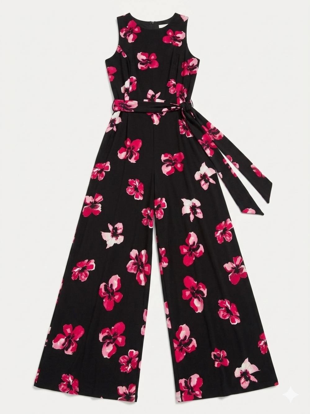 Tommy Hilfiger Floral Wide-Leg Jumpsuit in Black and Pink - Size 6 - Excellent